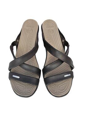 Crocs Cypress IV Heeled Womens #14558 Brown Shoes Sandals Strappy Comfy Size W8